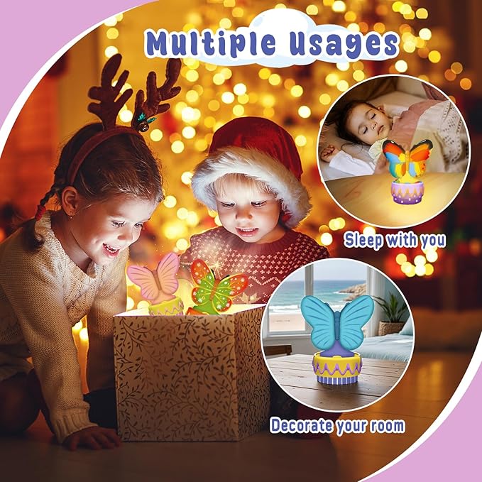 ASIOWELY Paint Your Own Butterfly Lamp Kits,Arts and Crafts Supplies for Kids Toys Ages 4-6-8-12,DIY Art Night Light Painting for Girls Ages 5-10,Birthday Gifts for 3-12+ Year Old Toddler Teens Adults