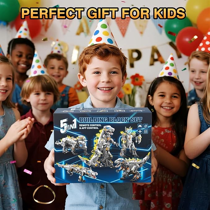 Sunrad 5 in 1 STEM Robot Building Kit, 935Pcs APP & Remote Control Robot Toys for Kids Age 8-14+, Engineering Technic Coding Robotic, Build RC Robots Set Science Educational Toy Gift for Boys Girls