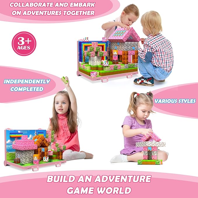 Magnetic Blocks, Build 3D Magnet Building Toys World with Princess Magnetic Tiles, Foldable Magnet Board, STEM Sensory Toy for Kids, Toy Building Sets Gifts for Age 3, 4, 5-10 Year Old Boys Girls