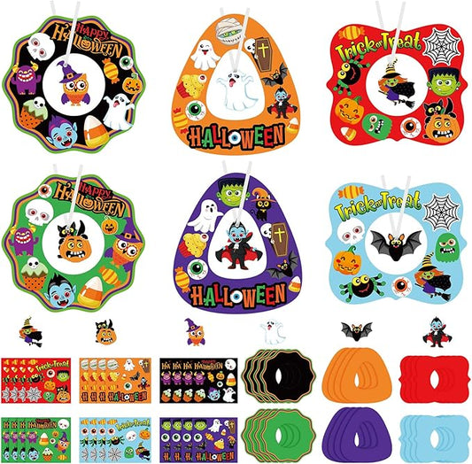 24 Sets Halloween Crafts and Arts for Kids Ages 4-8 Halloween Wreath Ornaments Craft Kits for Decorations Wreath Signs with Ghost Owl Witch Bats for Kids Art Gift Favors Trick or Treat Front Door