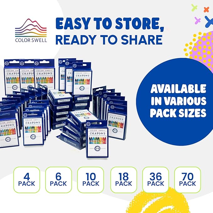 Color Swell Bulk Crayon Pack - 1680 Crayons in 24 Vibrant Colors of Teacher Quality Durable Bulk Crayons for Classroom and Home
