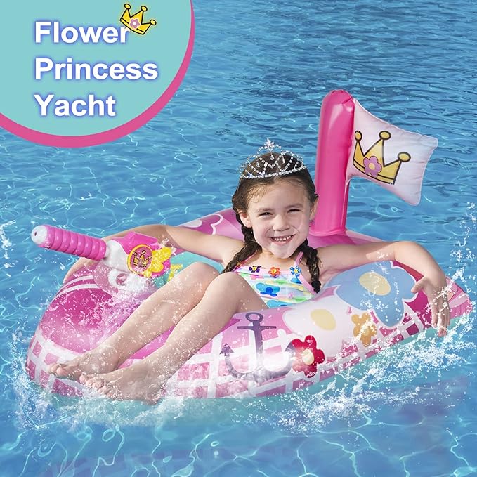 Inflatable Pool Floats Kids-Girls Pool Toys for Toddlers Ages 3-8, Kids Floats for Swimming Pool, Pink Princess Pool Floaties for Summer Water Toys