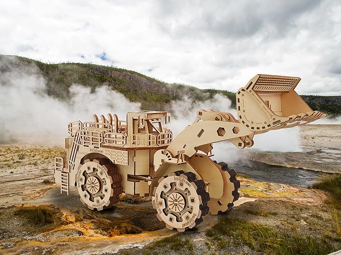 3D Wooden Puzzle for Adults, Bulldozer Model Kit Educational STEM Toy, Mechanical Engineering DIY Wooden Models, Unique Gift for Kids Birthday Christmas (Bulldozer LG)