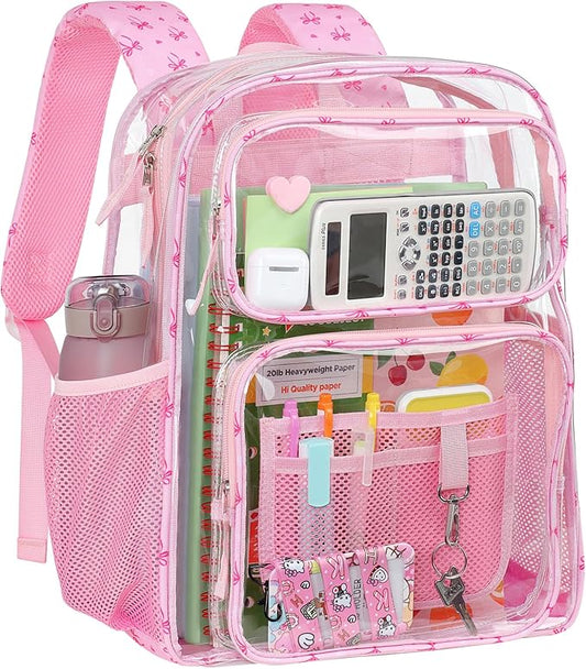 PACKISM Clear Backpack for School - 17 inch Large Heavy Duty Clear Bookbag, See Through PVC Backpacks (for age 12 above)