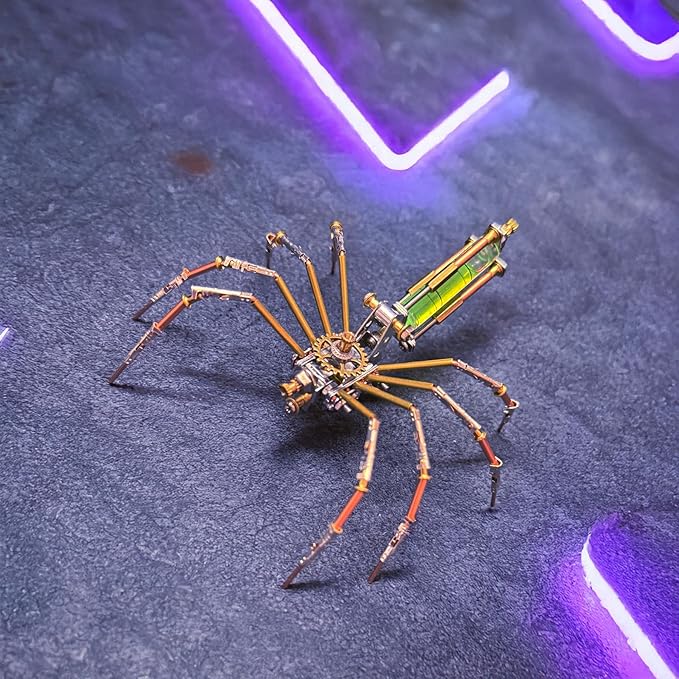 Metal Insect Bug Sculpture Steampunk Mechanical Insect Clockwork 3D Steampunk Metal Puzzle Kits for Adults (Mechanical Spider A)