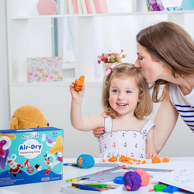 Air Dry Clay 102 Colors, Modeling Clay for Kids, DIY Model Magic Clay, Molding Clay Kit with Sculpting Tools, Non-Sticky Soft and Super Light, Arts and Crafts Gift for Boys Girls Kids