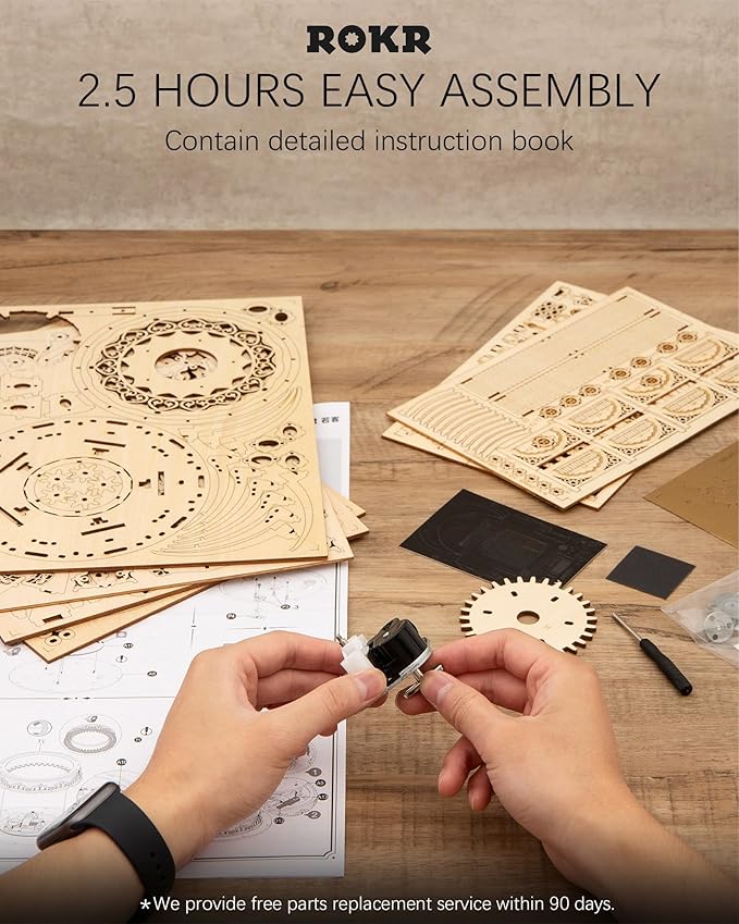 ROKR 3D Puzzles for Adults-Starry Night Music Box Kit-Wooden Puzzles Science Gifts for Adults-Gifts for Teenage Boys Girls