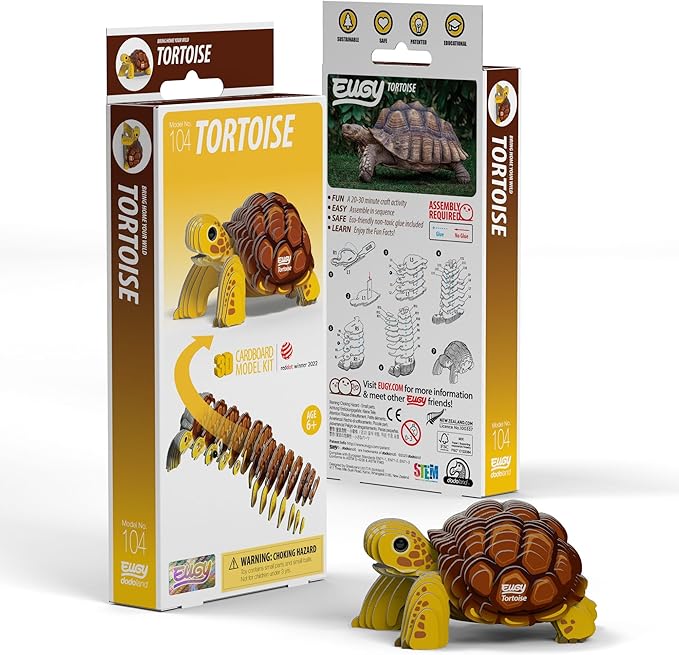 Eugy Tortoise 3D Puzzle - 34 Piece Eco-Friendly Educational Toy Puzzle for Boys, Girls & Kids Ages 6+