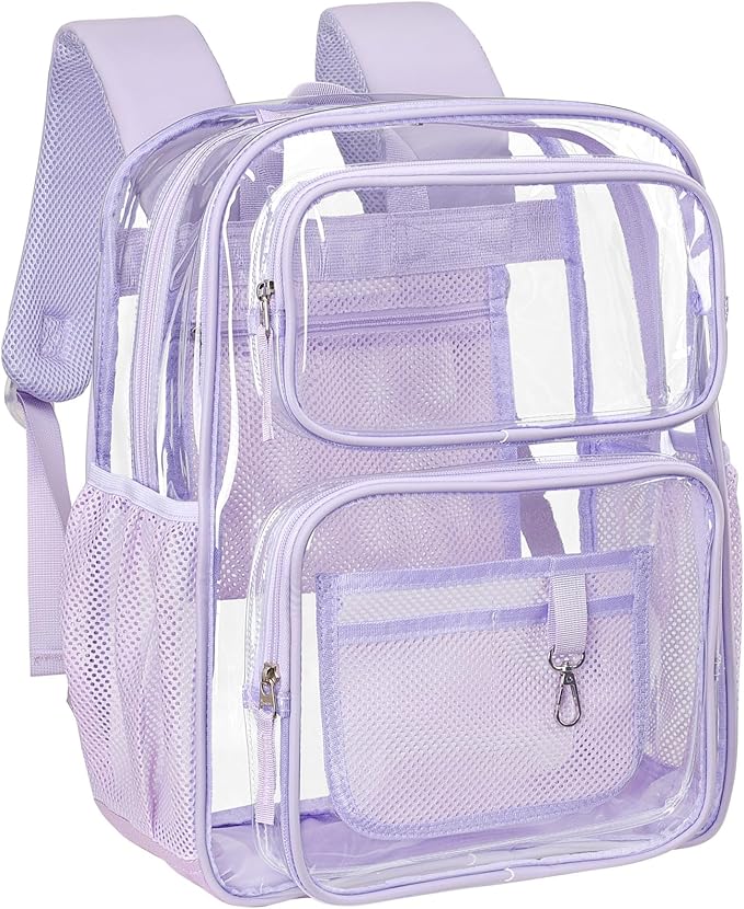 PACKISM Clear Backpack for School - 17 inch Large Heavy Duty Clear Bookbag, See Through PVC Backpacks (for age 12 above)