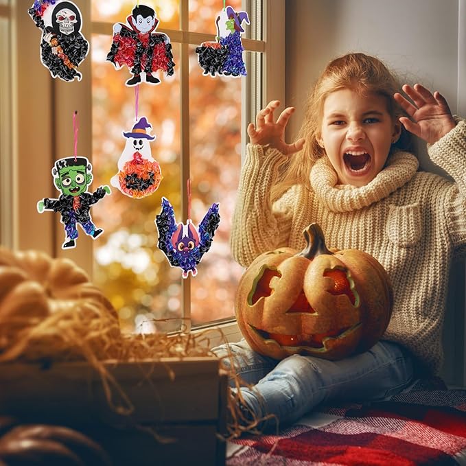 Fennoral 12 Pack Halloween Craft Kit for Kids Make You Own Poke in Arts and Crafts DIY for Kids Boys Girls Party Supplies Halloween Decoration