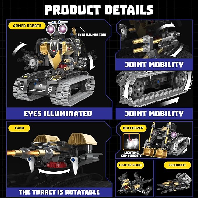 Robot Building Kit with APP/Remote Control STEM Gifts for Boys Age 8-16,Technic Coding Robotic Toys for Kids Birthday, Buildable 5in1 Models with 323+ Pieces