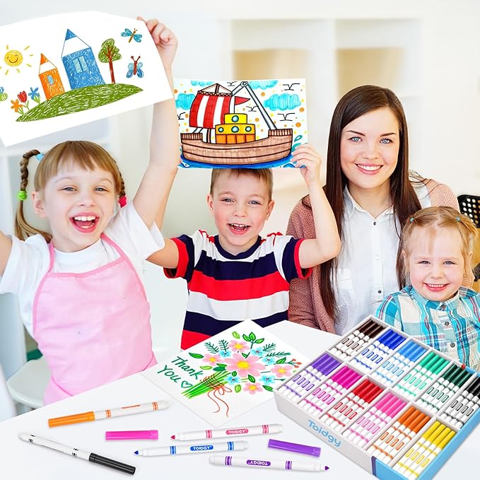 240 PCS Washable Markers for Kids, Colored Markers Bulk for School, Thin Marker Set in 12 Assorting Colors, Fine Line Marker with Conical Tip, Back to School Supplies, Classroom Must Haves