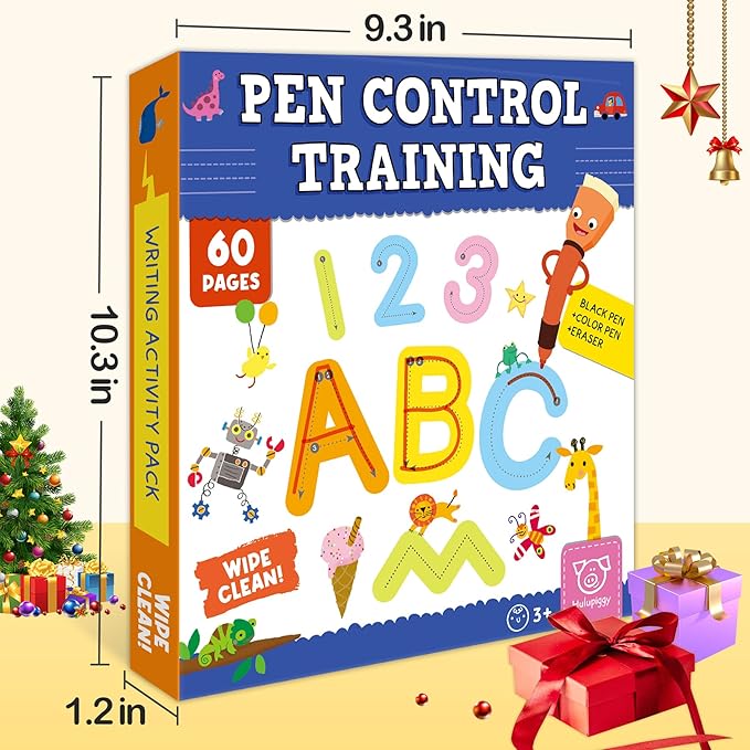 Preschool Learning Activities 60 Reusable Pages, Tracing Letter Number Handwriting Practice Book for Kids, Montessori Autism Educational Fine Motor Toddler Learning Toys for 3 4 5 Year Olds