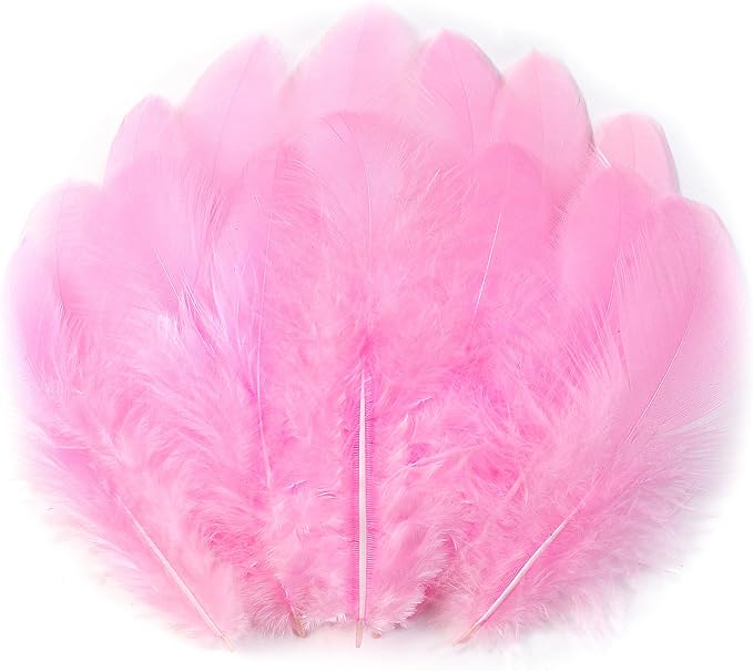 Soarer Pink Feathers for Crafts - 300pcs 3-5inch Craft Feathers Bulk for Wedding Home Party, Dream Catcher Supplies and DIY Crafts(LightPink)