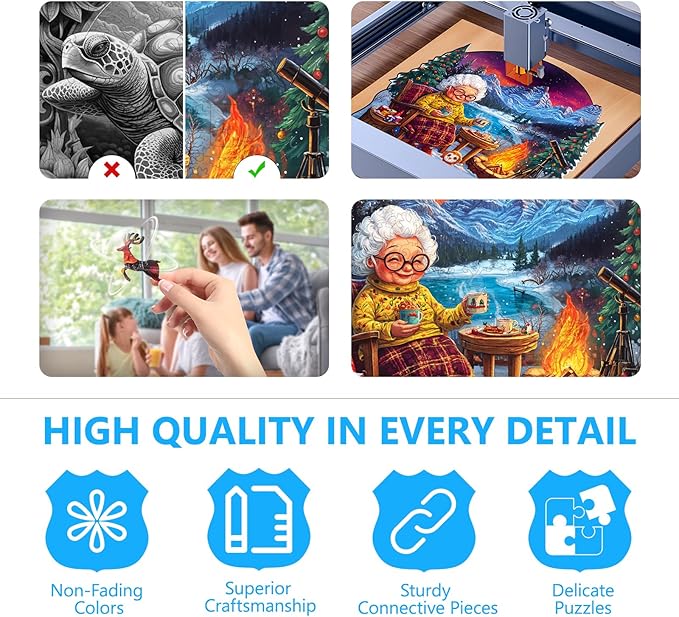 Wooden Puzzles for Adults, Warm Winter Wooden Jigsaw Puzzles for Grandma, Unique Shape Wood Puzzle Adult, Gifts for Granny, Wall Art Home Decor (M-11.2 * 10.1in -198 Pieces)