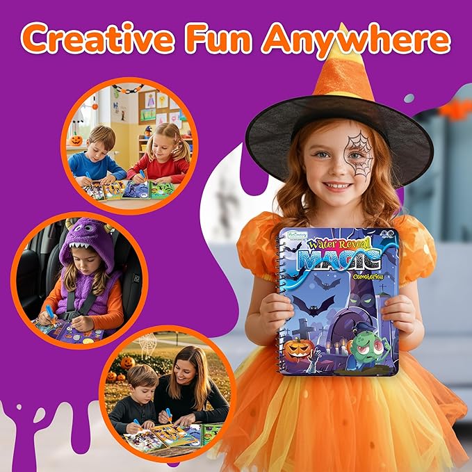 Halloween Party Favors for Toddlers, 4 Pack Halloween Water Coloring Books for Kids, Halloween Activities for Kids, Boo Basket Stuffers, Halloween Treats, Toys, Toddler Travel Essentials, Toddler Gift