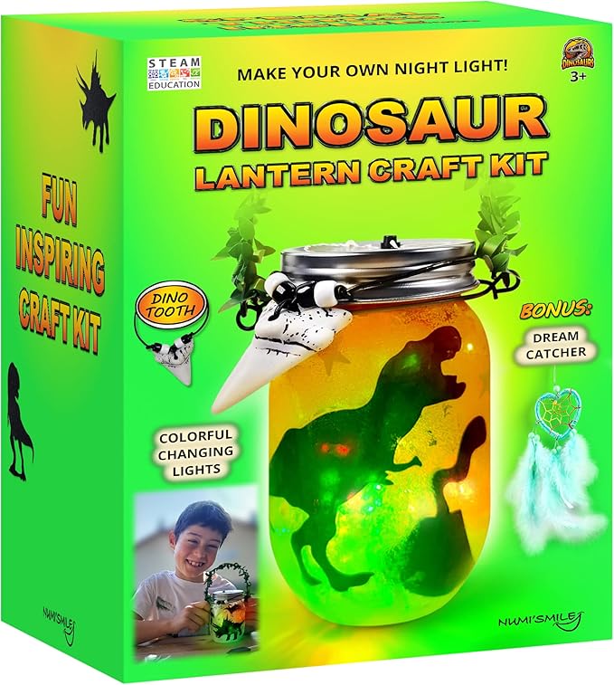Dinosaur Lantern Nightlight Craft Kit - DIY Dinosaur Crafts for Kids, Ages 3-12