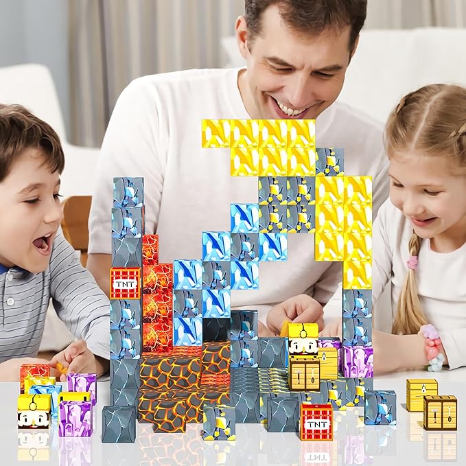 180PCS Magnetic Blocks, Magnetic Building Blocks for Kids, STEM Constructions Toy Magnet Building Sets for Boys Girls Age 4-8, Sensory Stacking Toy Christmas Birthday Gifts for Kids, 0.8" Size