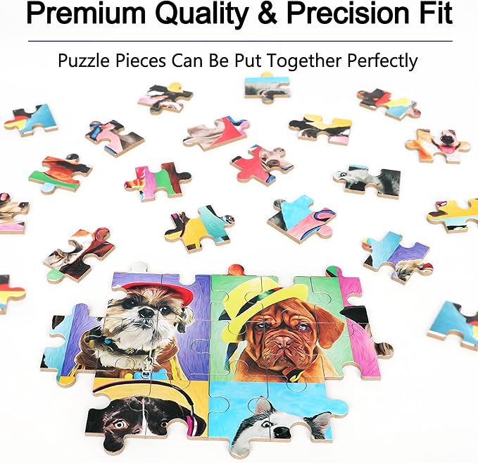 LELEMON Puzzles for Kids Ages 4-6,Dog 60 Piece Puzzles for Kids Ages 4-8,Children Jigsaw Puzzles Kids Puzzles in a Metal Box,Educational Learning Puzzle Toys for Girls and Boys