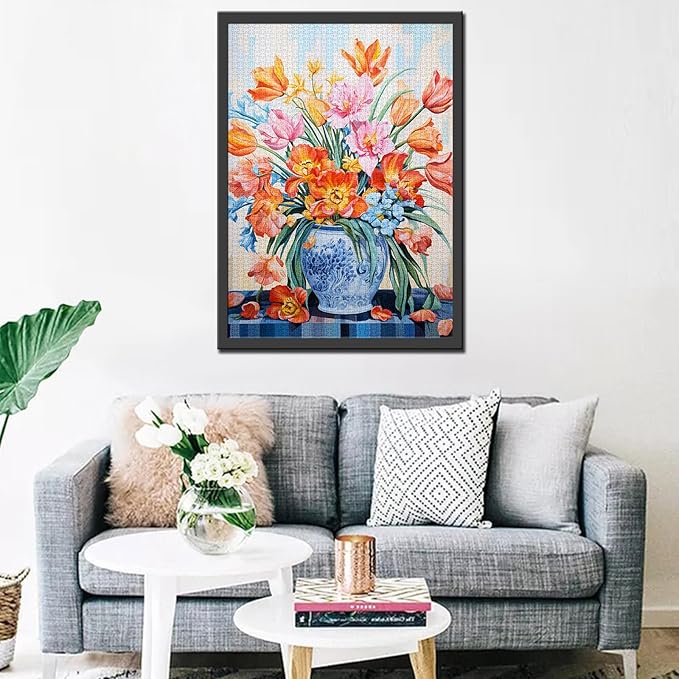 Colorful Flowers Jigsaw Puzzle,Flower in a Floral Vase 1000 Pieces Jigsaw Puzzles for Adults,27 x 20 Inches Puzzles for Families,HD Quality Flowers Puzzle Gift,Family Activity Perfect for Game Night