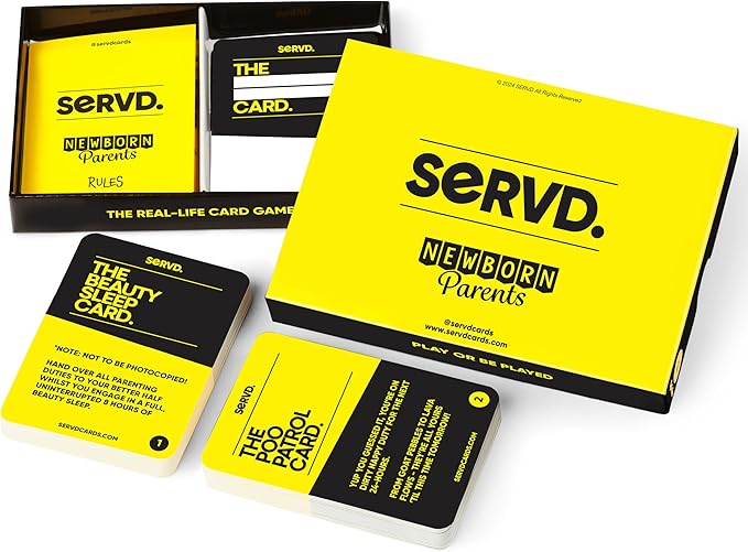 SERVD - Newborn Parents - The Hilarious Real-Life Couples Card Game for Infant Parents | Ultimate Gift for Baby Showers, New Moms & Dads, and 1st Birthdays