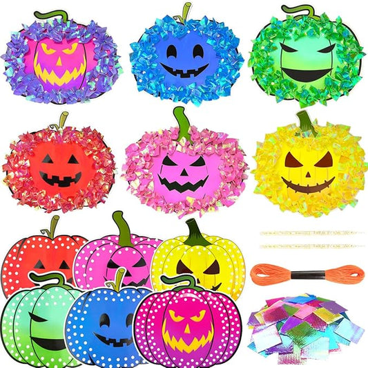 Poke-in Fun Art and Crafts,Pumpkin Decoration Craft Kits,Make Pumpkin Face,Mess Free Kids' Paper Craft Kits for Boys &Girls Age 4-10+,Party Activities Supplies Fall Thanksgiving Halloween Decoration