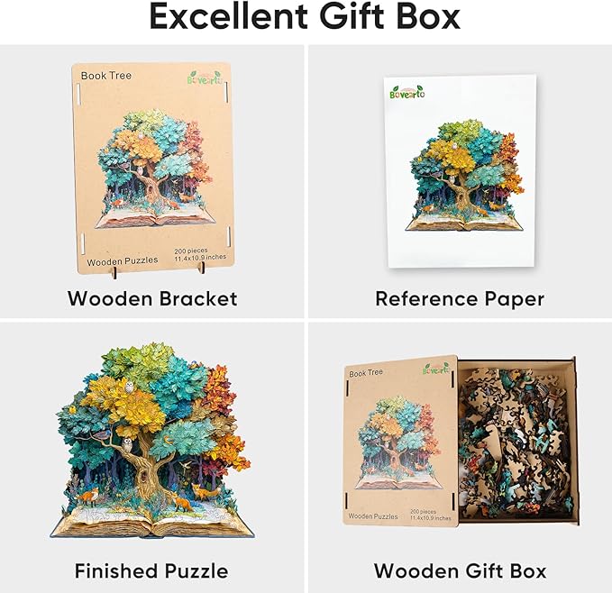 Wooden Puzzles for Adults, 500 Pieces Tree Book Wooden Jigsaw Puzzles, Unique Shaped Puzzle Gift for Adults and Kids on Birthday, Thanksgiving, Challenging Family Puzzle Games (16.9“*16.1")