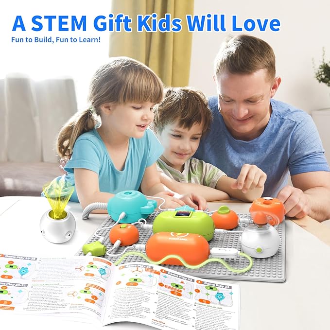 STEM Science Kit for Kids Ages 3-12,31 Electronic Parts, 300+ Fun Projects, No Soldering, 18-Page Guide, DIY Electronics Exploration Toy, Gifts for Boys & Girls