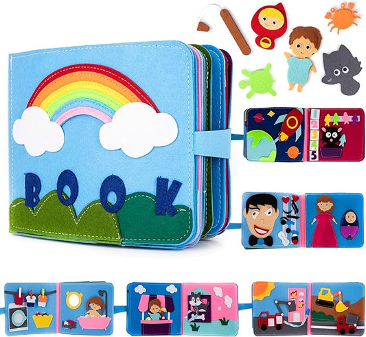 ArtCreativity Montessori Quiet Book - Busy Book for Kids with 16 Pages Full of Interactive Activities - Montessori Toys for Children - Portable Travel Toys - Sensory Toys