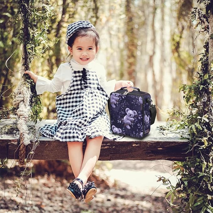 koala Lunch Bags for Girls Insulated Lunch Boxes Rectangular Waterproof Lunch Tote Bag with Adjustable Shoulder Strap Portable Picnic Bag for School Work Outdoor Gifts