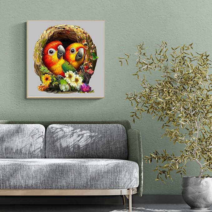 Wooden Puzzles for Adults, Wooden Jigsaw Puzzles for Adults Kids, Naughty Parrot-1 Unique Shaped Wood Puzzles Adult, Creative Birthday Gifts for Friends Family Game (11.4 * 10.8in 190pcs)