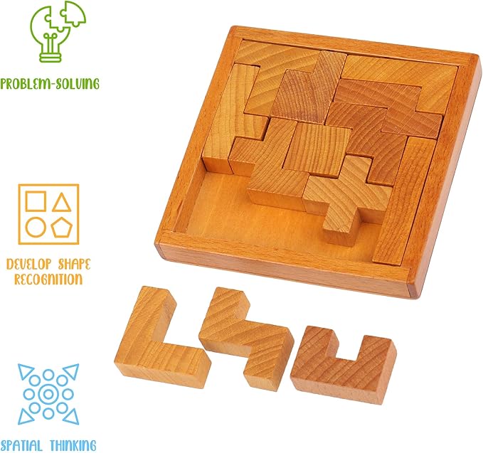 Wooden Brain Teaser Puzzles for Kids Children & Adults. New Level of Challenge for Those who Love Good Mental Workout