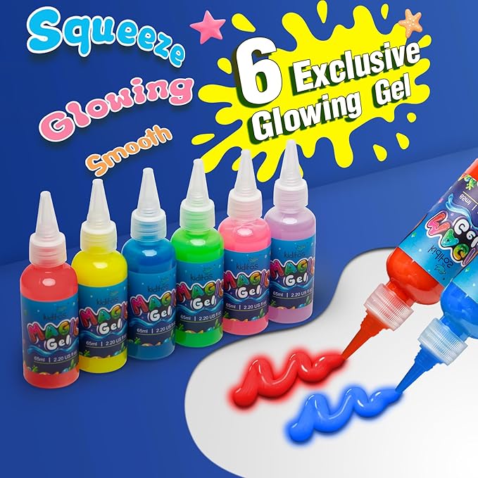 Kiditos Glow in The Dark Magic Water Elf Toy Kit-Squishies for Kids, 6 Gels & 6 Molds, Magic Gel Water Pets Sensory Toy, Fun DIY Craft Kit, Party Favors, Birthday & Christmas Gifts for Kids Ages 3+