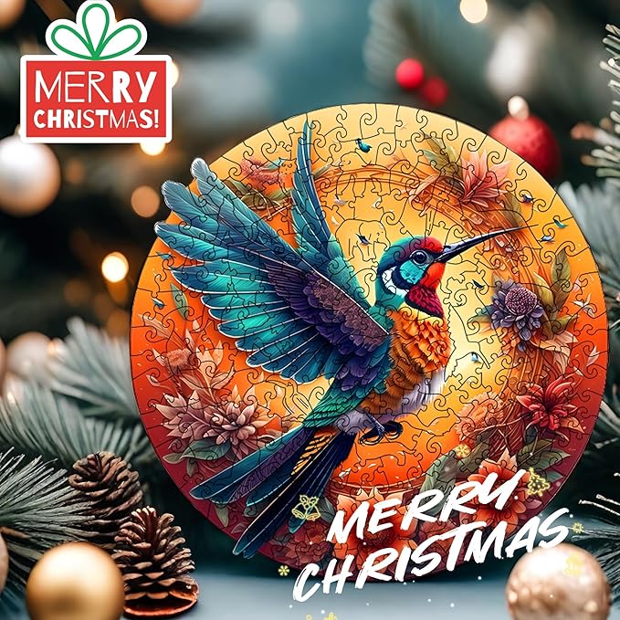 Wooden Puzzles for Adults,Hummingbird Jigsaw Bird Animals Shaped Magic Puzzle Pieces Best Gift for Adults,Can be Used as a Cool Mouse Pad,241pcs,(13.38 * 13.38 inches)