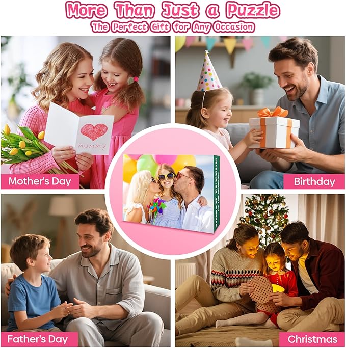 Custom Photo Jigsaw Puzzle for Adults, Personalized Puzzles from Pictures 120/200/300/500/1000 Pieces, Customized Puzzle Gifts for Family Birthday Wedding