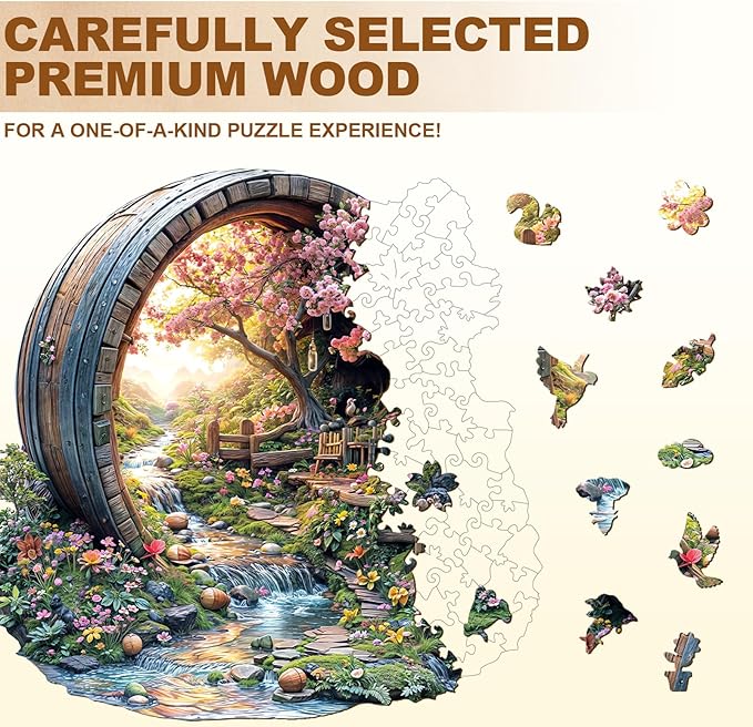 Wooden Puzzles for Adults, Spring Flower Wooden Jigsaw Puzzle for Adults, 200 Piece Unique Animal Shape Wood Puzzles Adult, Birthday Party Gifts for Friends & Family Game Home Decor (M-11.4 * 11.2in)
