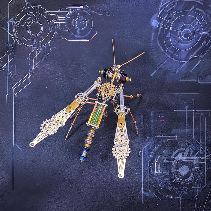 Metal Insect Bug Mechanical Steampunk Sculpture Insect Clockwork 3D Steampunk Metal Puzzle Kits for Adults (Mechanical Mosquito)