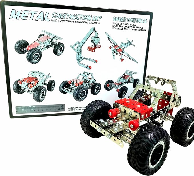 6 in1 Erector Set,Stem Building Toys,Erector Set for Kids Ages 3+,Off-Road car,Airplane Erector Set,Assembly Science Kit