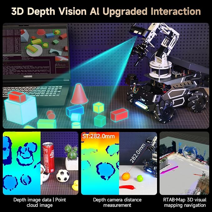 Yahboom ROS2 AI Robot Kit with Jetson Orin NX 8GB Super Large AI Model Supports 3D Mapping Navigation,Movelt Simulation,AI Vision,App Control