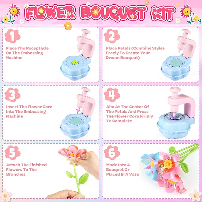 Kids Crafts, Arts and Crafts for Kids 4-6, Craft Kits, Frozen Toys, Fabric Flower Bouquets Toys, 6 Year Old Girl Birthday Gift, 8 Year Old Girl Birthday Gift, Christmas Gifts Halloween Crafts