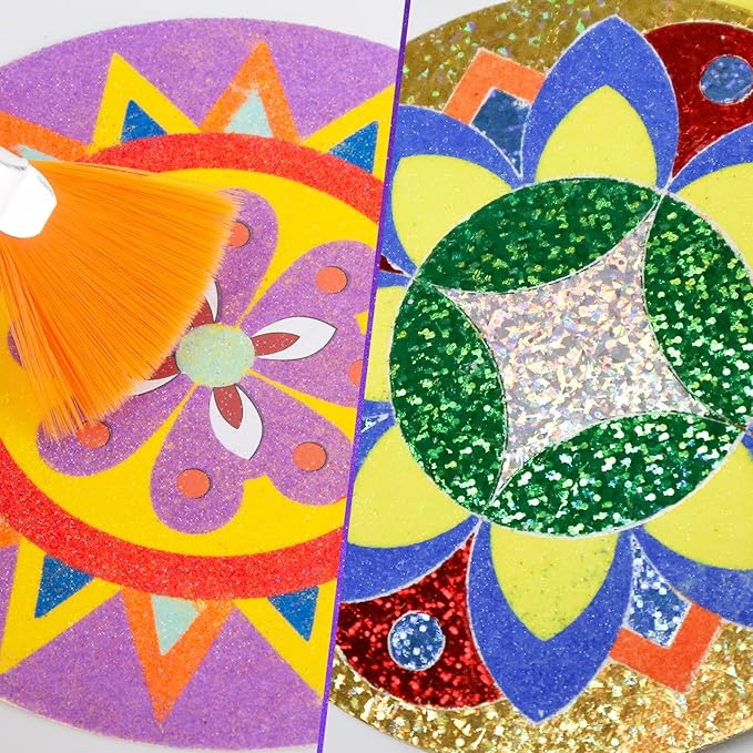 Foil Fun & Sand Art Kit for Kids, 2 in 1 Mandala Foil Arts and Sand Painting Pictures Coloring Kits, DIY Crafts Gifts for Girls and Boys Ages 4-8