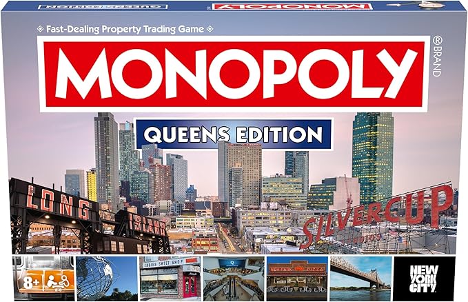 Monopoly Board Game Queens NY Edition : 2-6 Players Family Board Games for Kids and Adults, Board Games for Kids 8 and up, for Kids and Adults, Ideal for Game Night