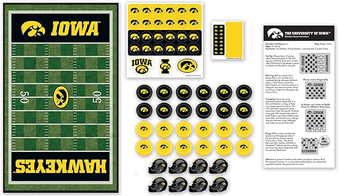 MasterPieces NCAA Iowa Hawkeyes Checkers Board Game , 13" x 21"