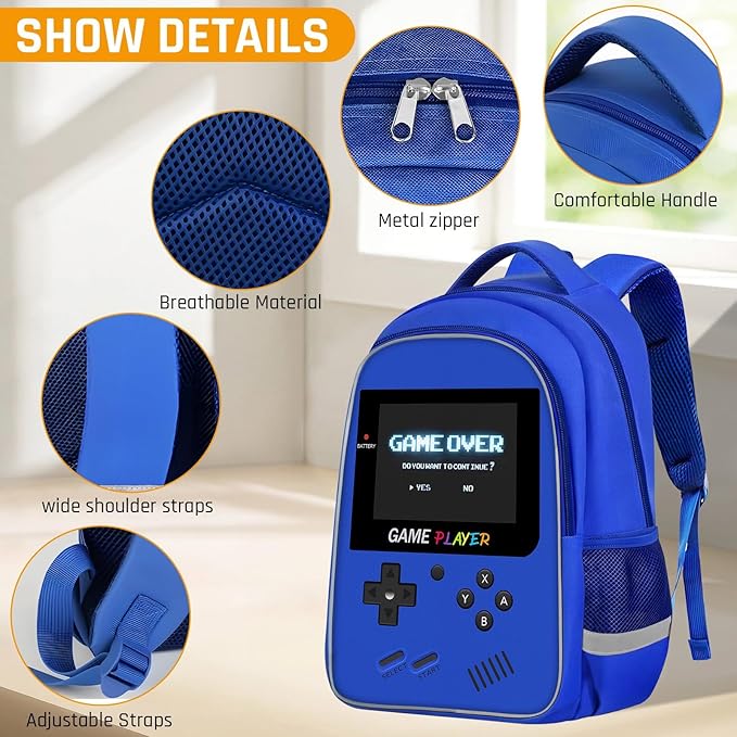 School Backpack For Boys - Gamer Boys Backpack For Kids Children Teens Elementary Middle School - Ages 6-18,17″