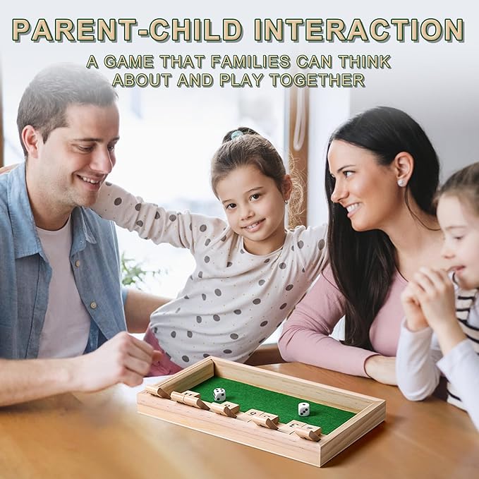 Shut The Box dice Game,Wooden Board Games 2-Person Competitive, Traditional bar, Travel, Family, Fun Math(Small-Sized)