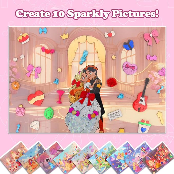 ManeFoodou Foil Fun - Princesses No Mess Art for Kids, Craft Kits & Supplies, DIY Creative Activity, Travel Toys, Birthday Gifts for Ages 4, 5, 6, 7-12