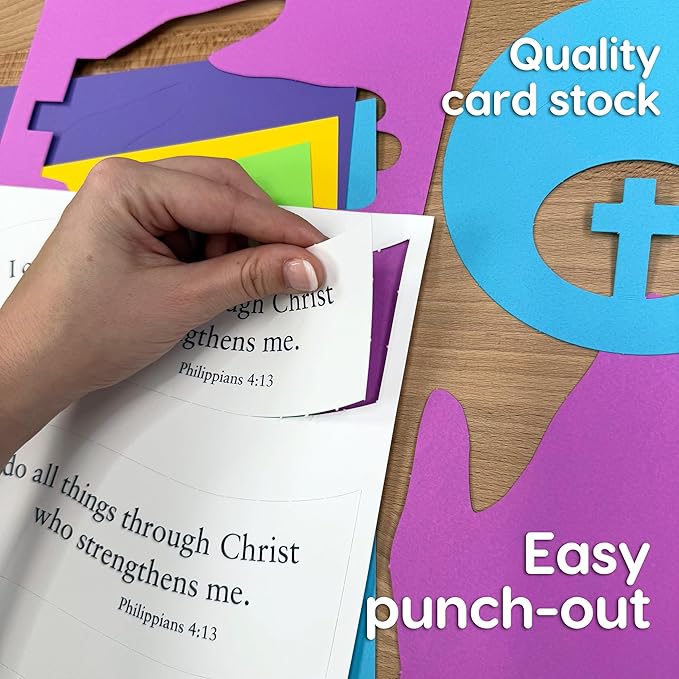 FreshCut Crafts Philippians 4:13 Punch-Out 3-D Paper Kit, 12 Colorful Tabletop Displays- Bible Craft for Kids Ages 5 & Up, Perfect for Sunday School, Church Activities, Homeschooling, Classroom Decor