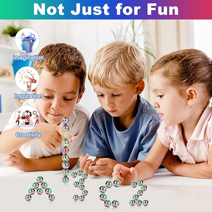 28Pcs Rainbow Stones Fidget Toy, 20mm DIY Mutual Attraction Desk Balls for Kids Adults, Educational Science Kit for Anxiety Relief, Building Crafts for Teens Party Favors Gift