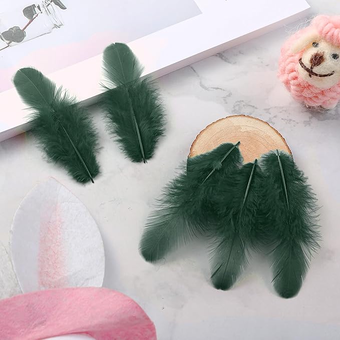 Soarer 300pcs Blackish Green Rooster Feathers Bulk - 3-5inch Craft Feathers for Wedding Home Party, Dream Catcher Supplies and DIY Crafts(Blackish Green)
