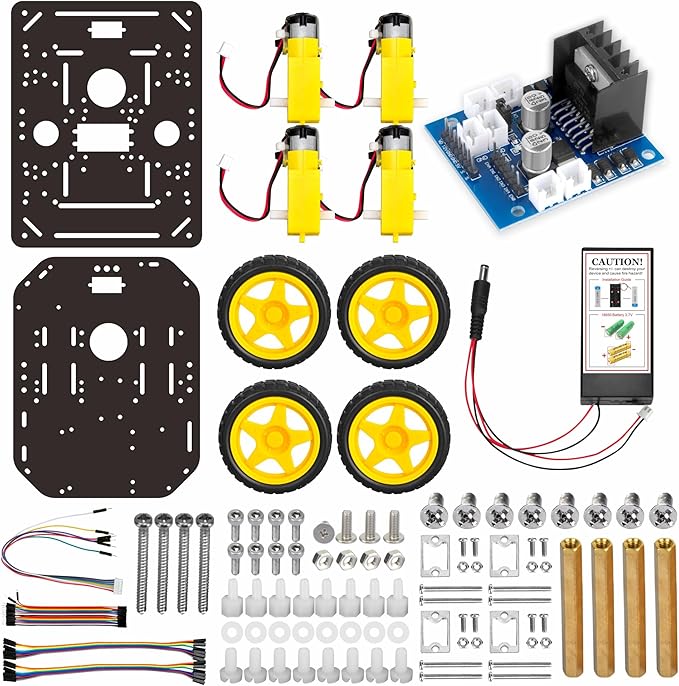 OSOYOO FlexiRover Building Kit for Arduino – Customizable Robot Car Chassis with 4 TT Motors and Wheels, Ideal for Robotics Development (Not Included Main Board for Arduino)